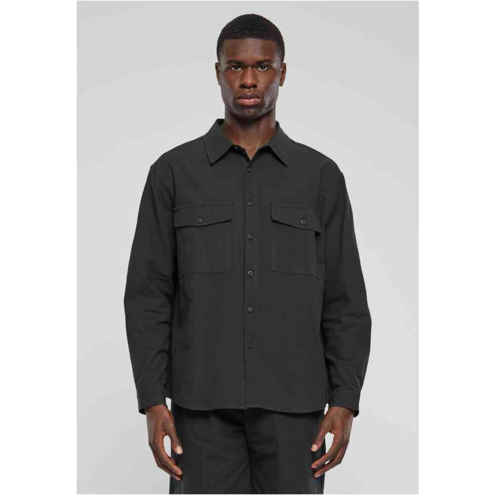 Urban Classics - Basic Crepe Overhemd - Zwart